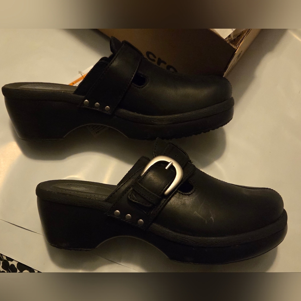 CROCS Black Clog with Silver Buckle